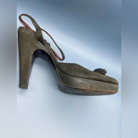 Vintage PRADA Vero Cuoio Peep Toe Embellished Pump - Picture 10 of 14